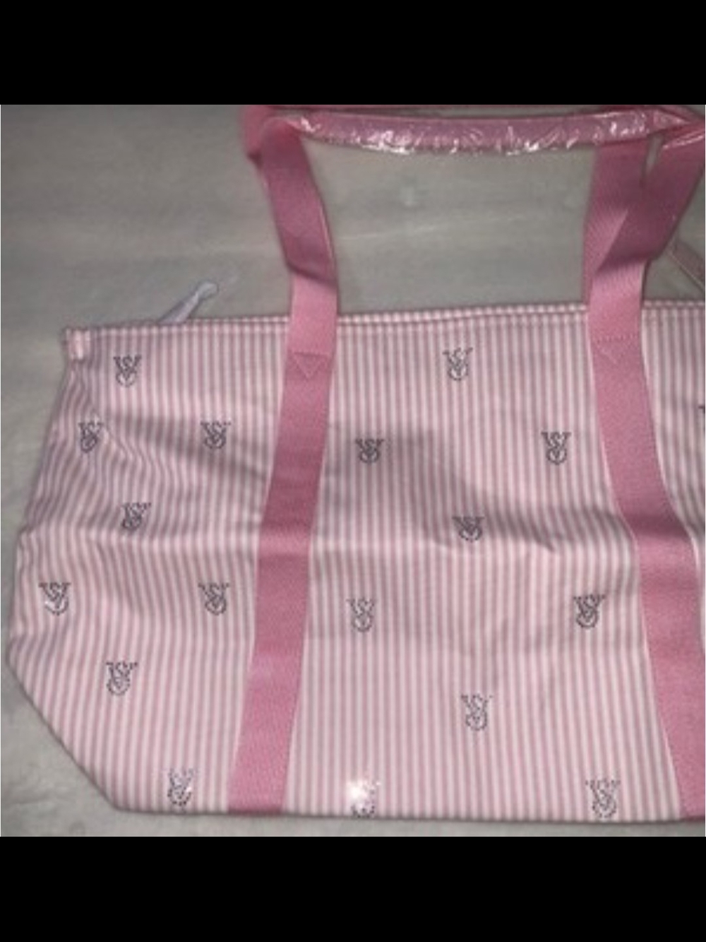 Victoria Secret Heritage Striped Tote Bag with Monogram Detail - Picture 4 of 4